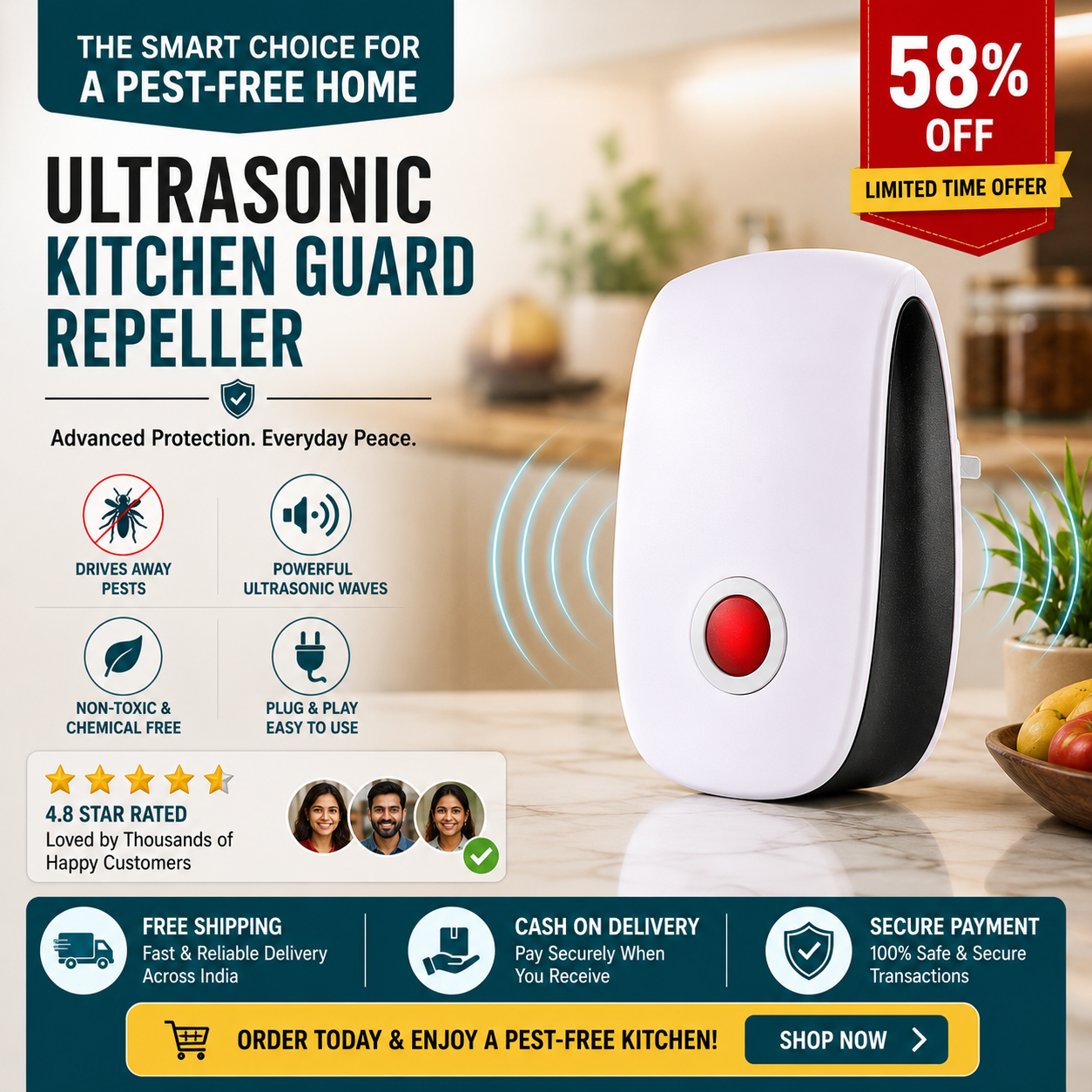 Ultrasonic Kitchen Guard Repeller