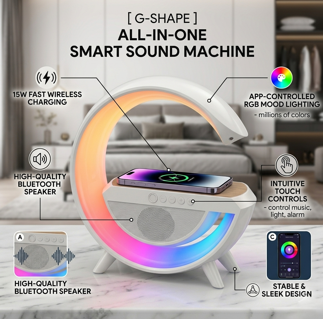 Wireless Charging Atmosphere Lamp with Bluetooth Speaker