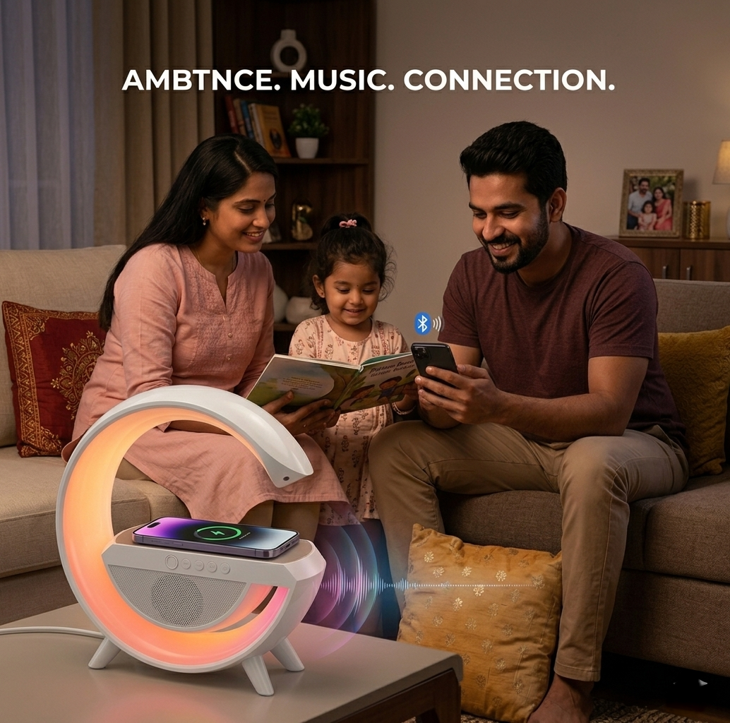 Wireless Charging Atmosphere Lamp with Bluetooth Speaker