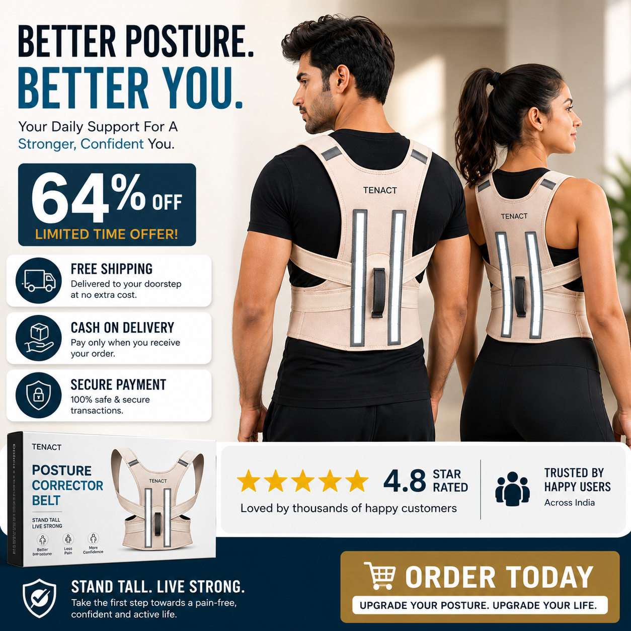 Neoprene Premium Posture Corrector Belt For Men & Women
