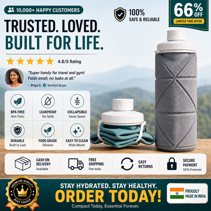 Collapsible Sports Water Bottle – Foldable & Leakproof Design