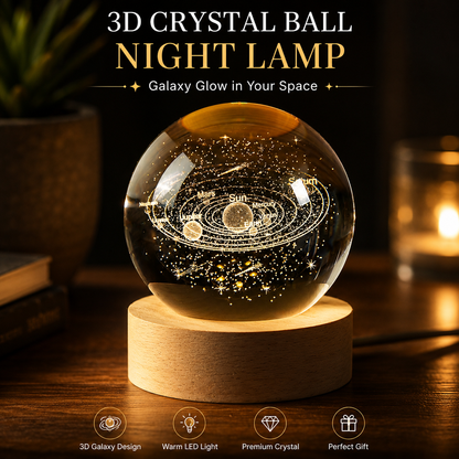 3D Crystal Ball Night Lamp – Galaxy Glow Decor
