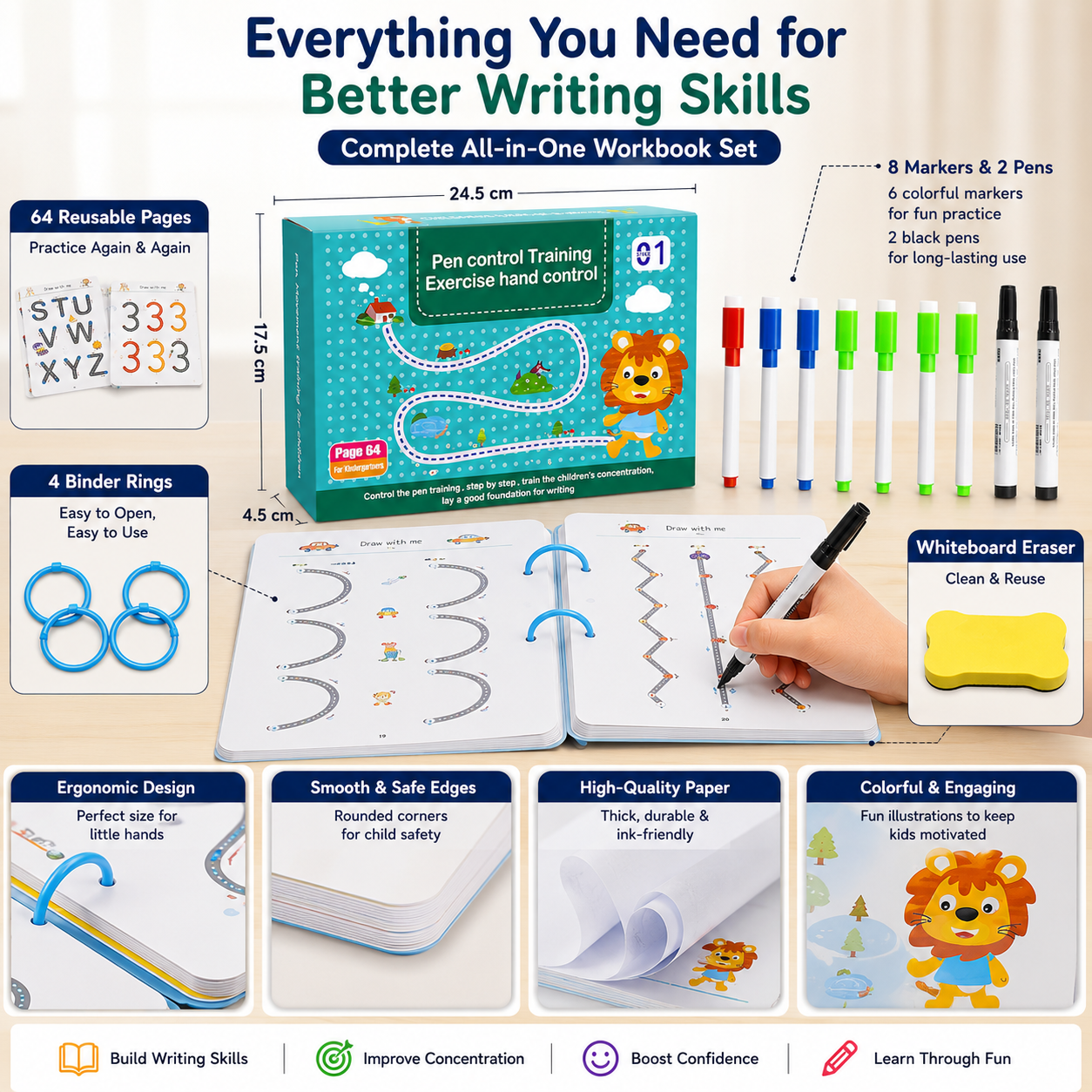 Writing Practice & Pen Control Workbook Set (Kids)