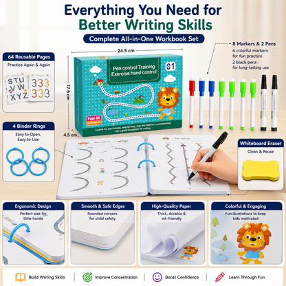 Writing Practice & Pen Control Workbook Set (Kids)