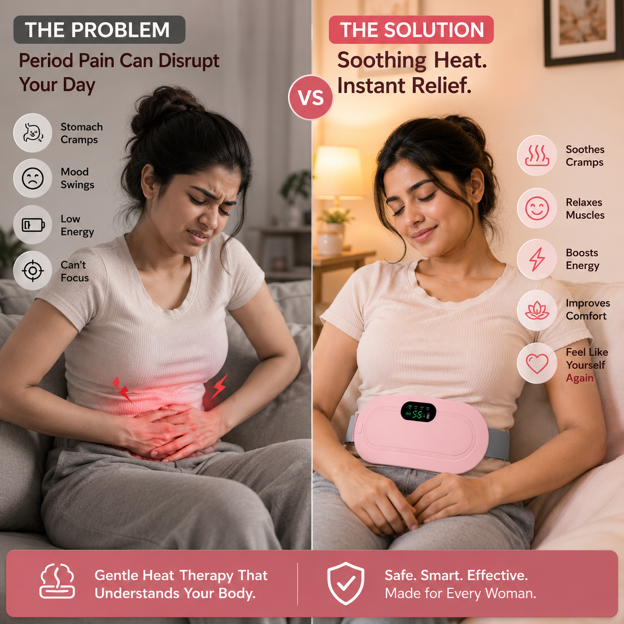 Cordless Heating Pad for Period pain Relief