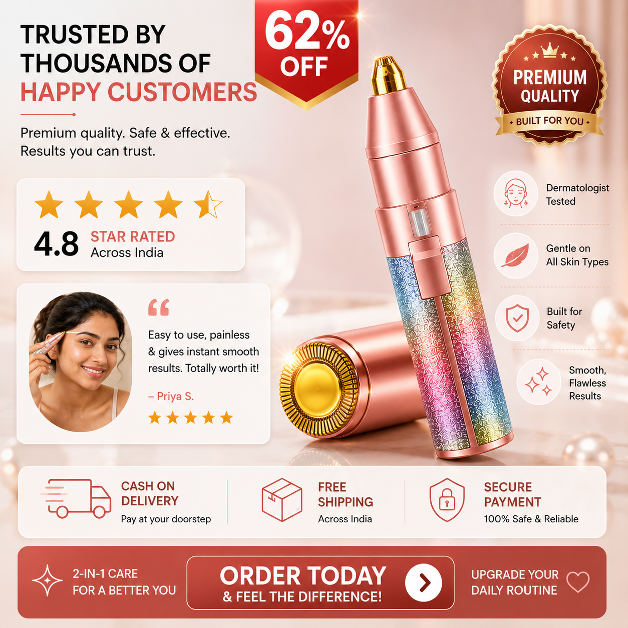 2-in-1 Electric Eyebrow & Facial Hair Remover