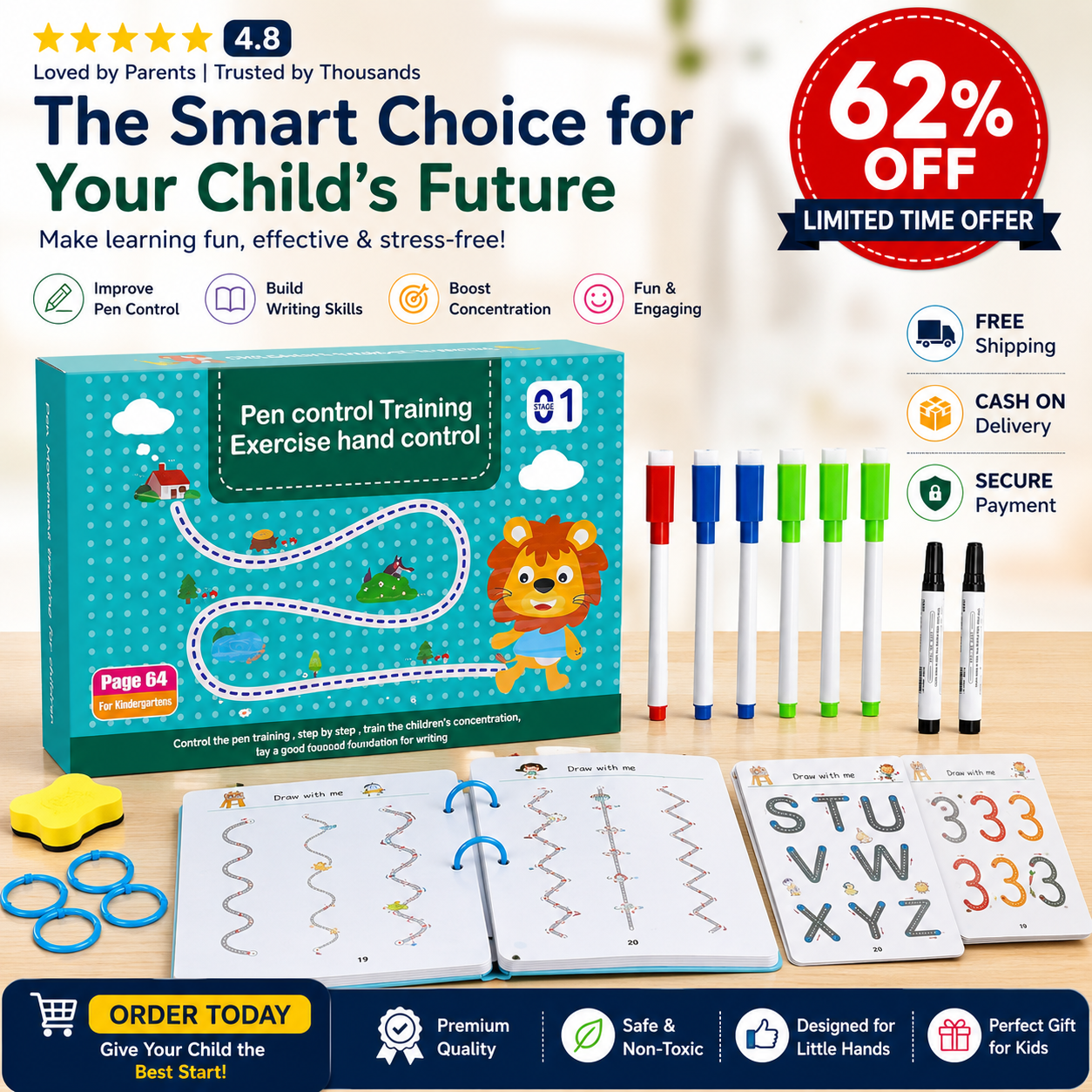 Writing Practice & Pen Control Workbook Set (Kids)
