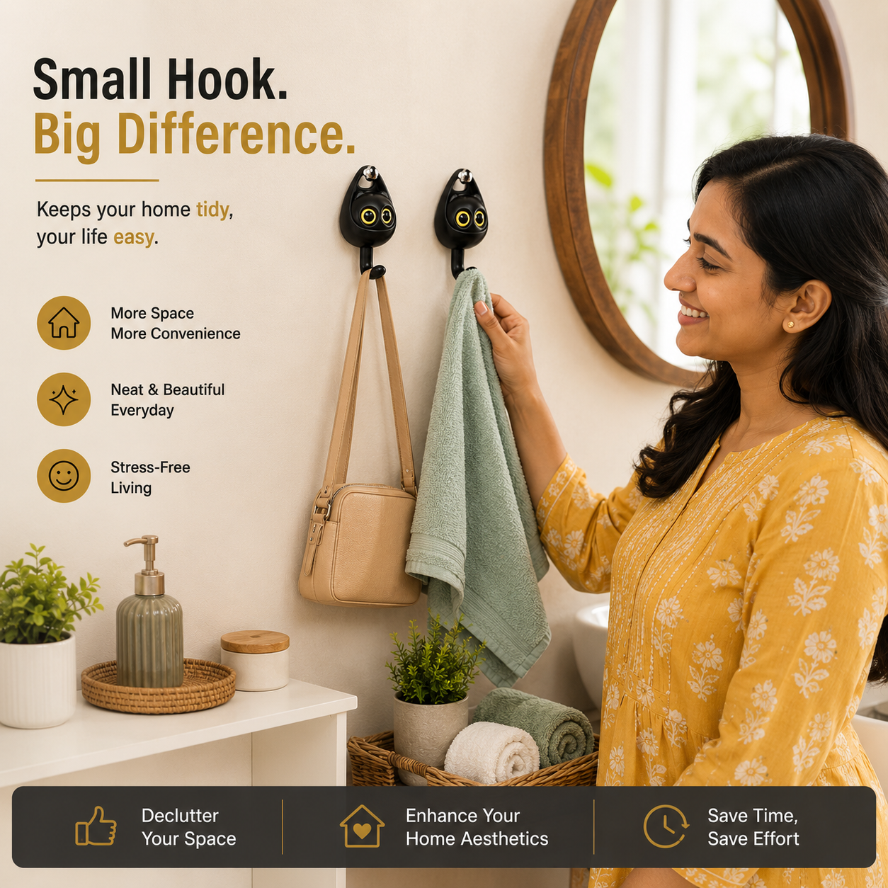Cute Wall Hook Hangers (Pack of 2)