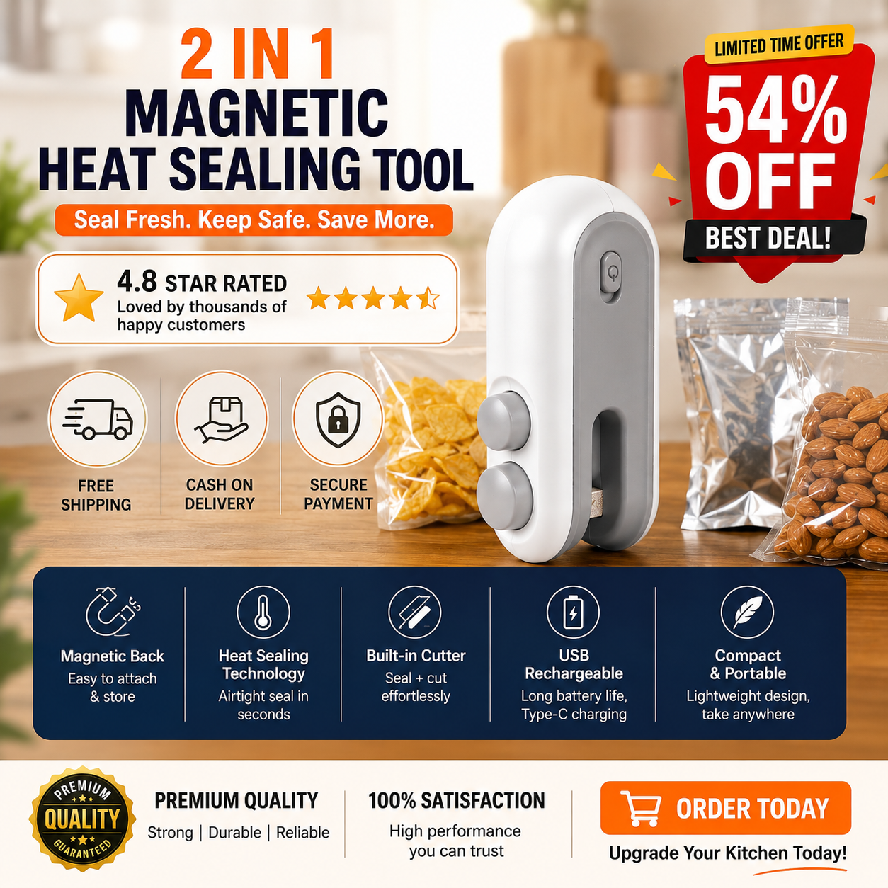2 in 1  Magnetic Heat Sealing Tool
