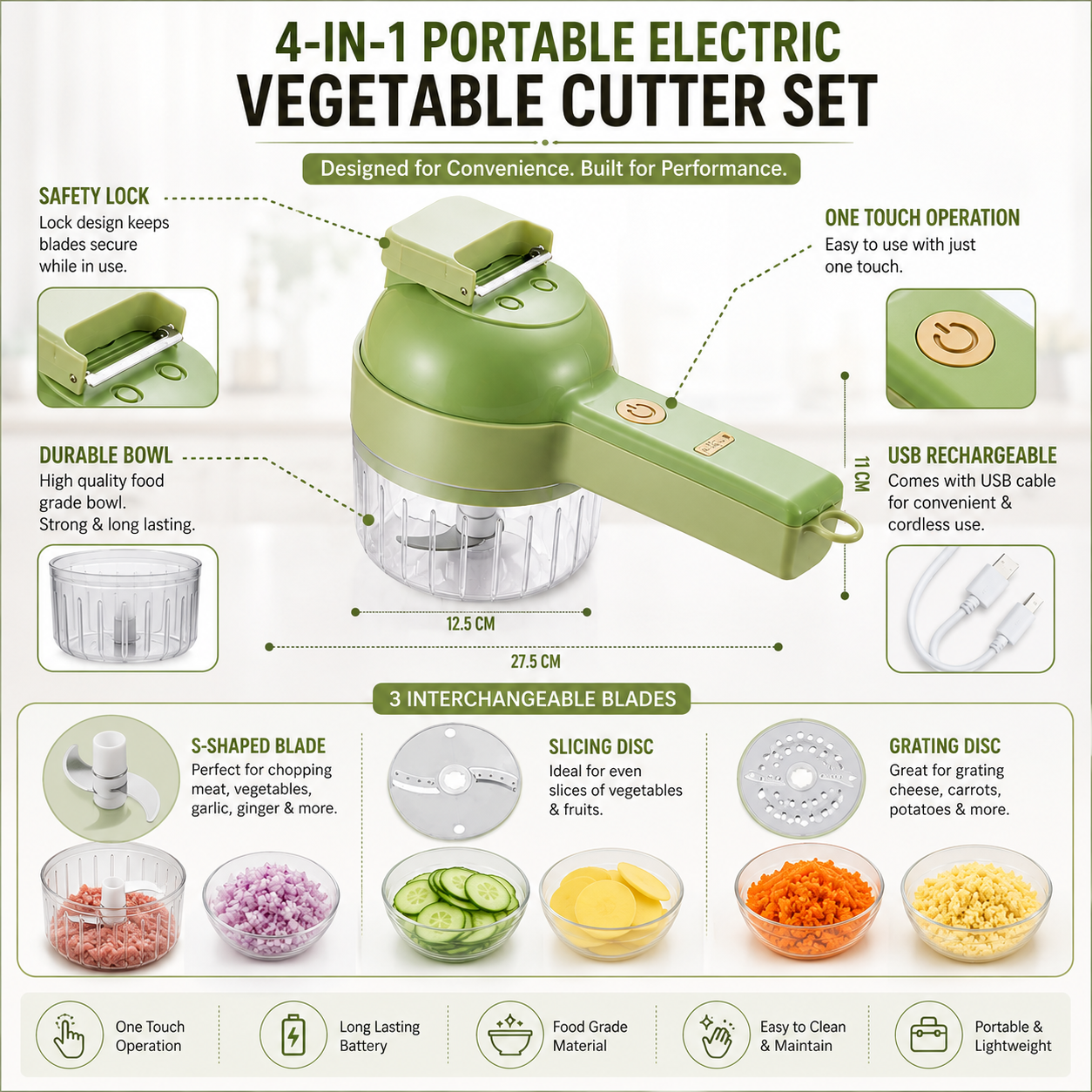 Portable Electric Vegetable Cutter Set