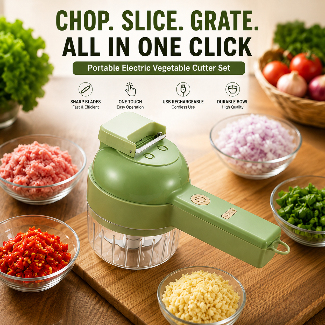 Portable Electric Vegetable Cutter Set