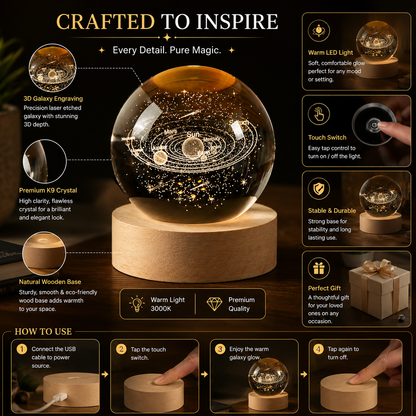 3D Crystal Ball Night Lamp – Galaxy Glow Decor