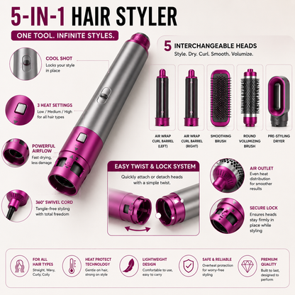 5-in-1 Hair Styler Airwrap Tool