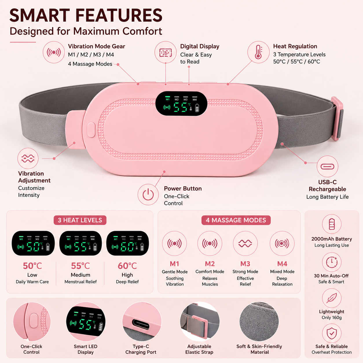 Cordless Heating Pad for Period pain Relief
